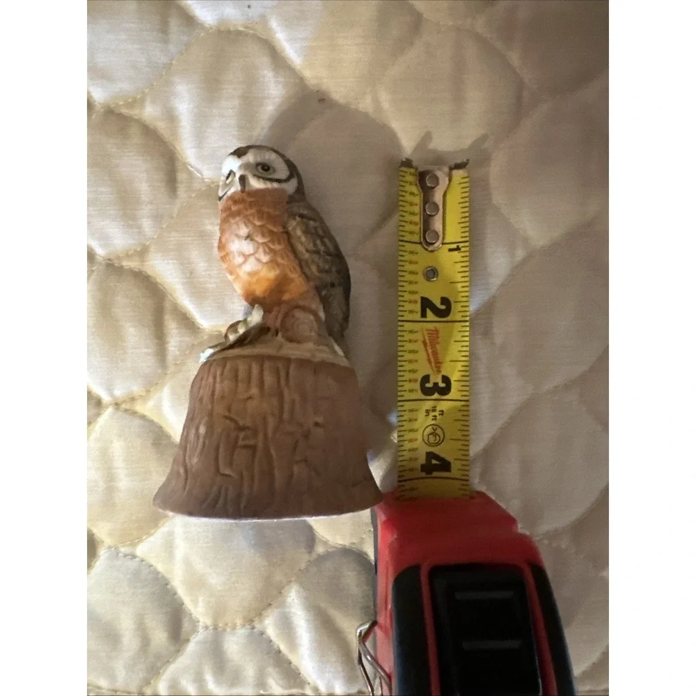 Vintage Enesco Horned Owl‎ Porcelain Bell 1979 4